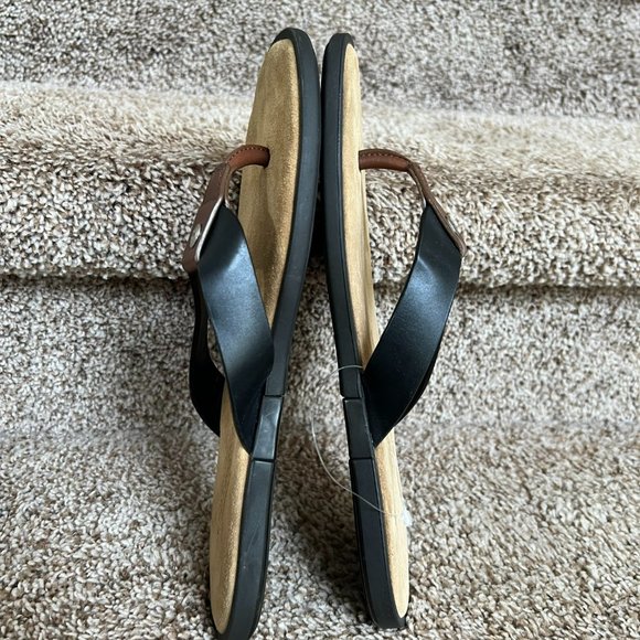 Salvatore Ferragamo Men\'s Brown/Black Leather Flip Flops main image 12